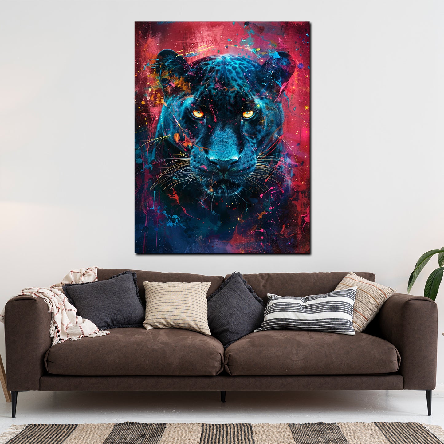 Wandbild Kunstwerk Pop Art Panther intensiv modern farbenfroh