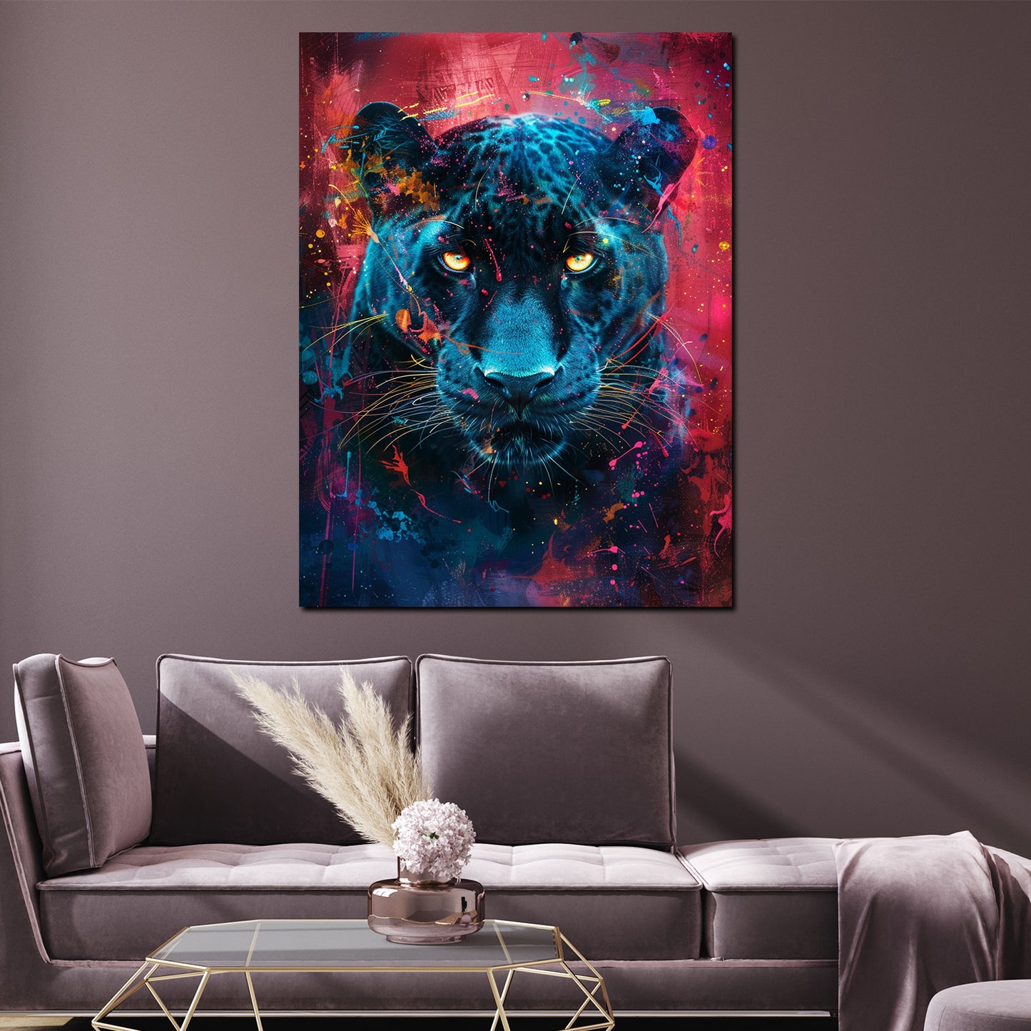 Wandbild Kunstwerk Pop Art Panther intensiv modern farbenfroh