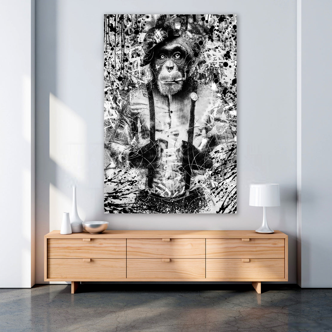 Affe schwarz weiß Pop Art Wandbild Kunstwerk