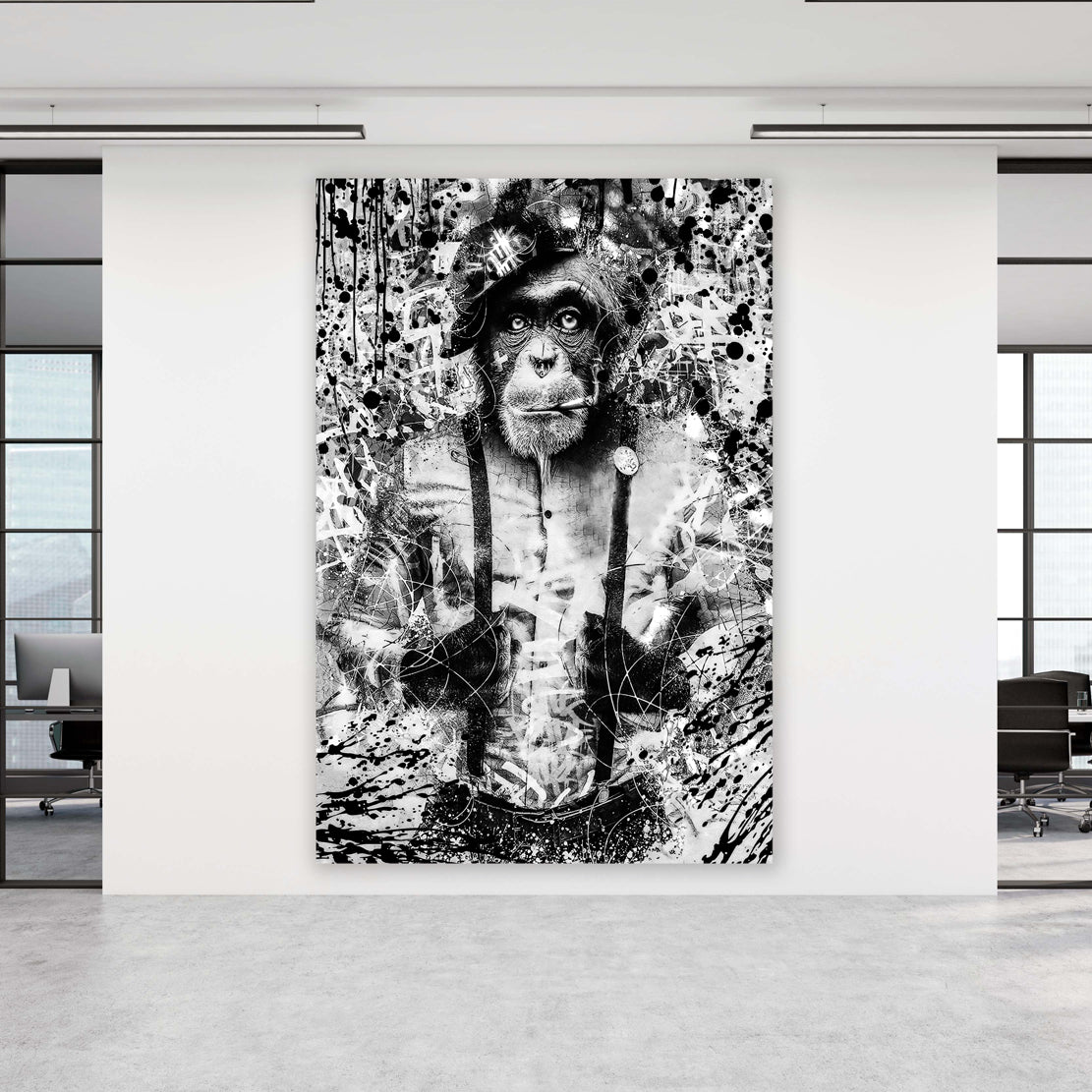 Affe schwarz weiß Pop Art Wandbild Kunstwerk