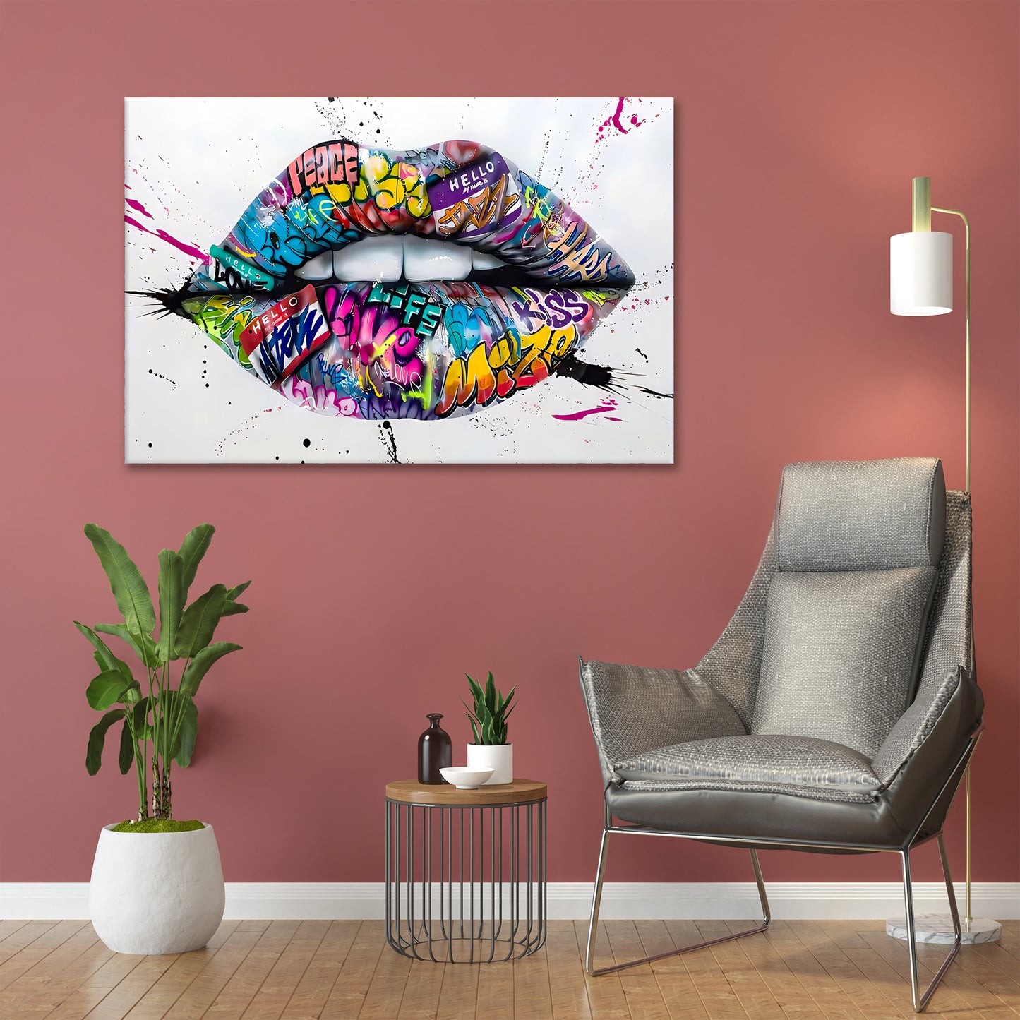 Lippen Street Art Lips, Pop Art Wandbild Kunstwerk