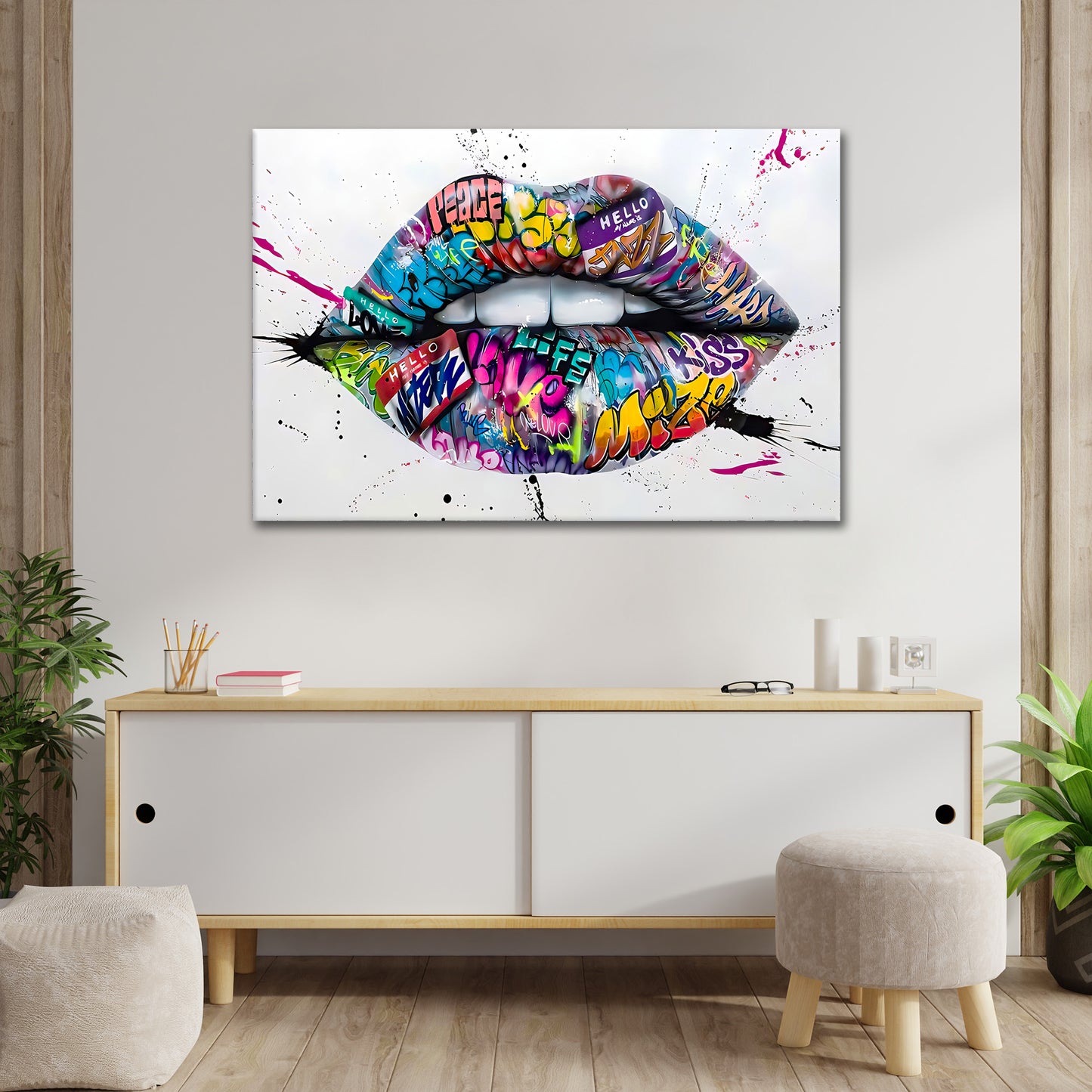 Lippen Street Art Lips, Pop Art Wandbild Kunstwerk