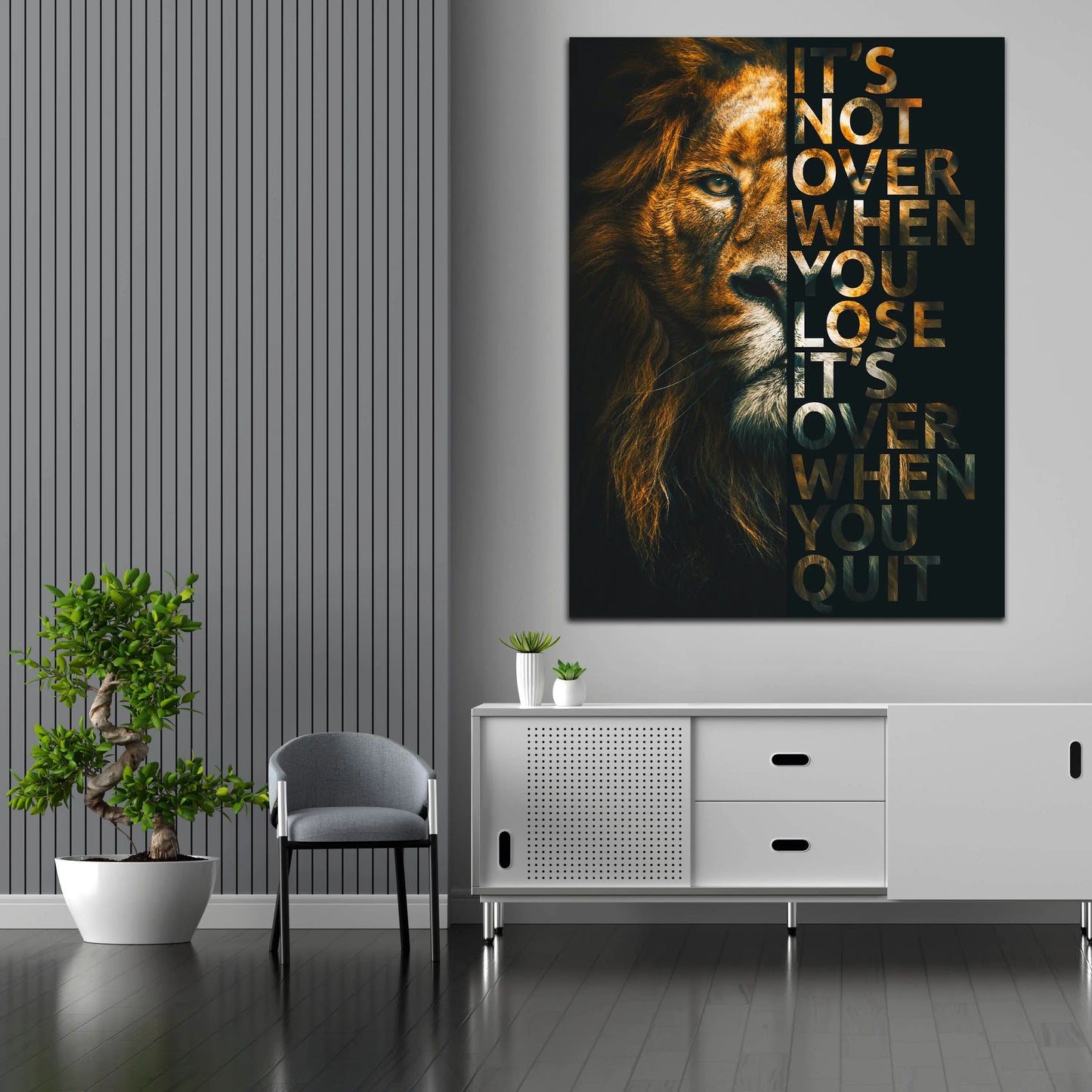 Löwe Motivation It Is Not Over When You Lose Wandbild Kunstwerk