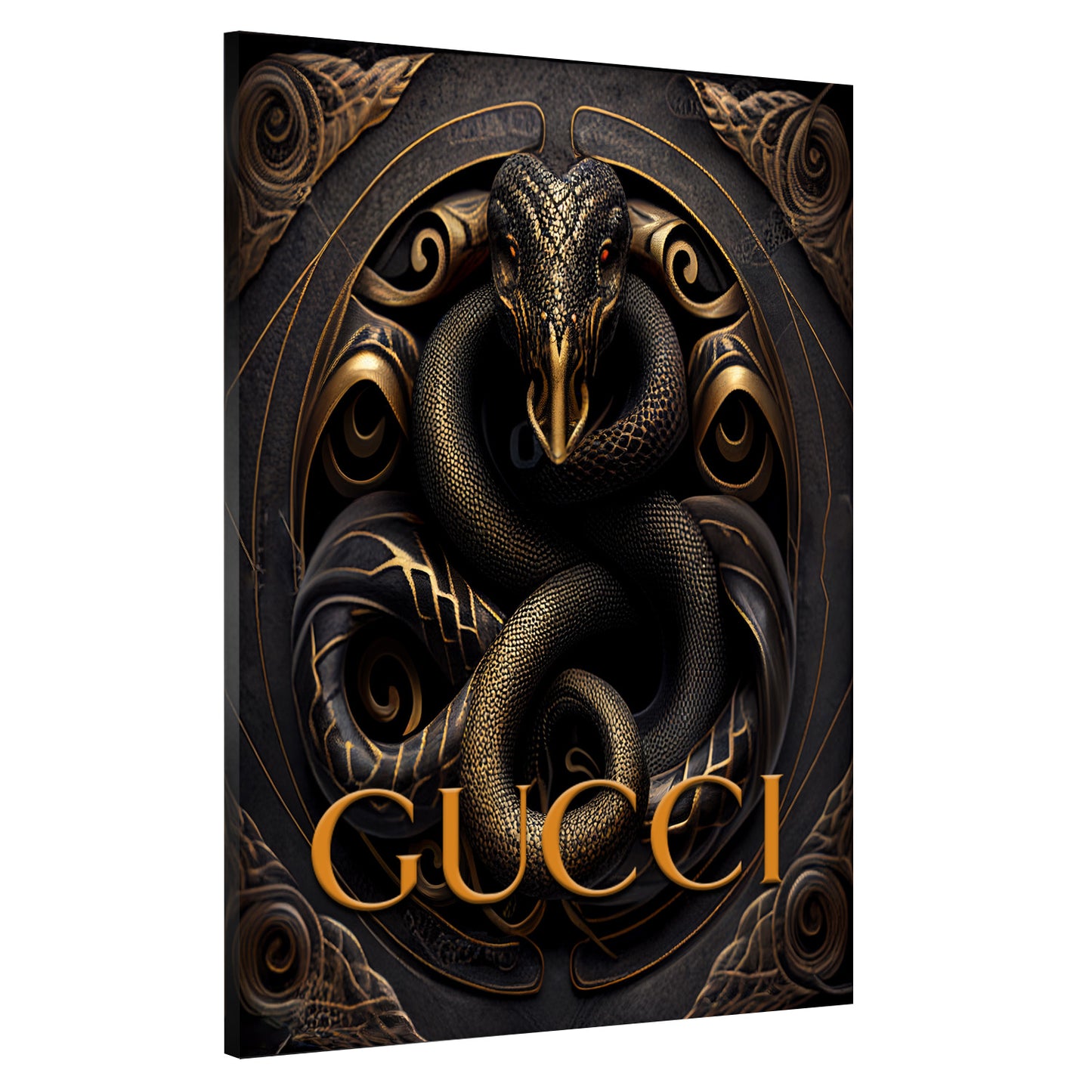 Snake Gold Abstract Wandbild Kunstwerk