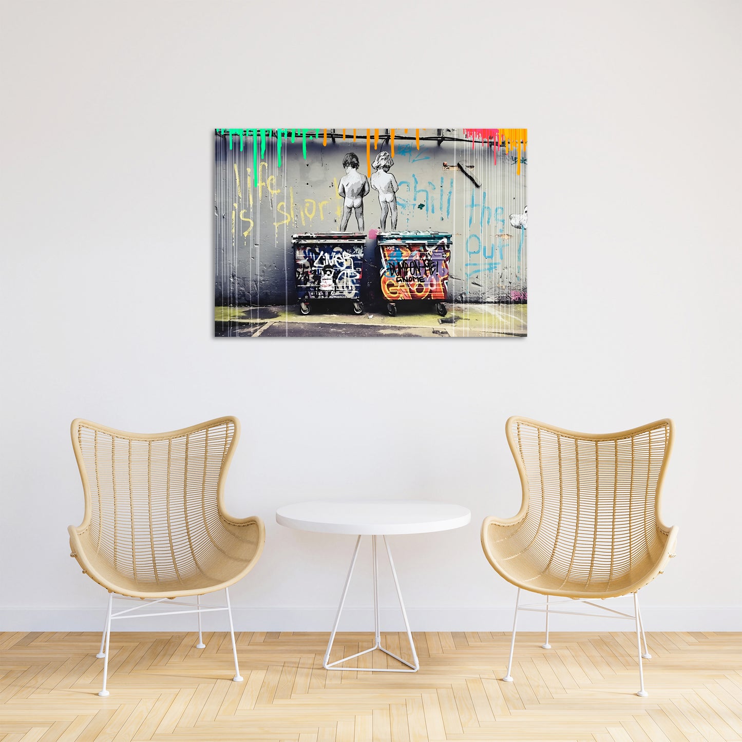 Street Art Kids, Banksy Style Wandbild Kunstwerk