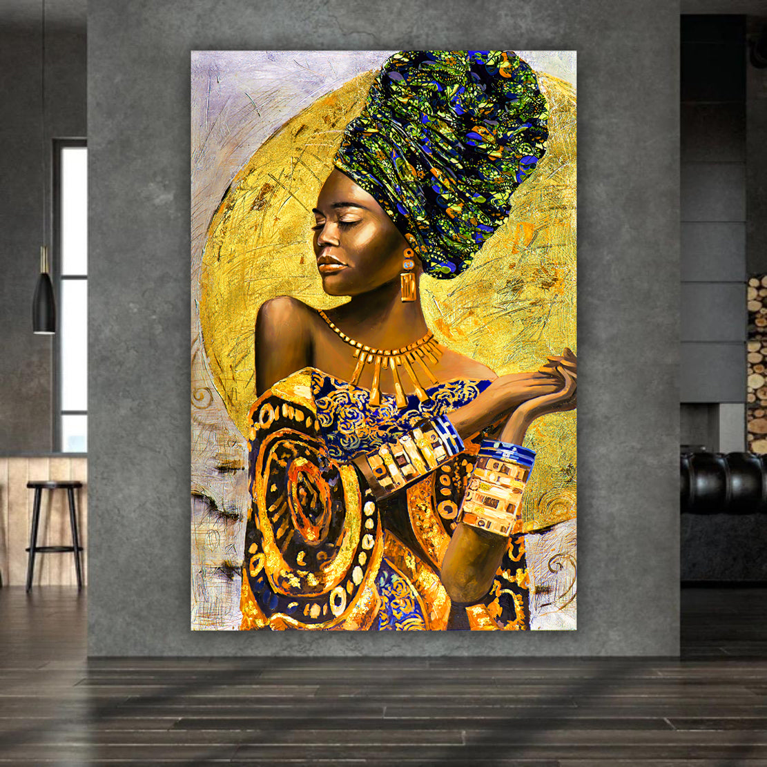 Afrikanische Frau Style Gold Edition Wandbild Kunstwerk