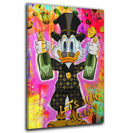 Dagobert Rich Duck Pop Art Make Money Wandbild Kunstwerk