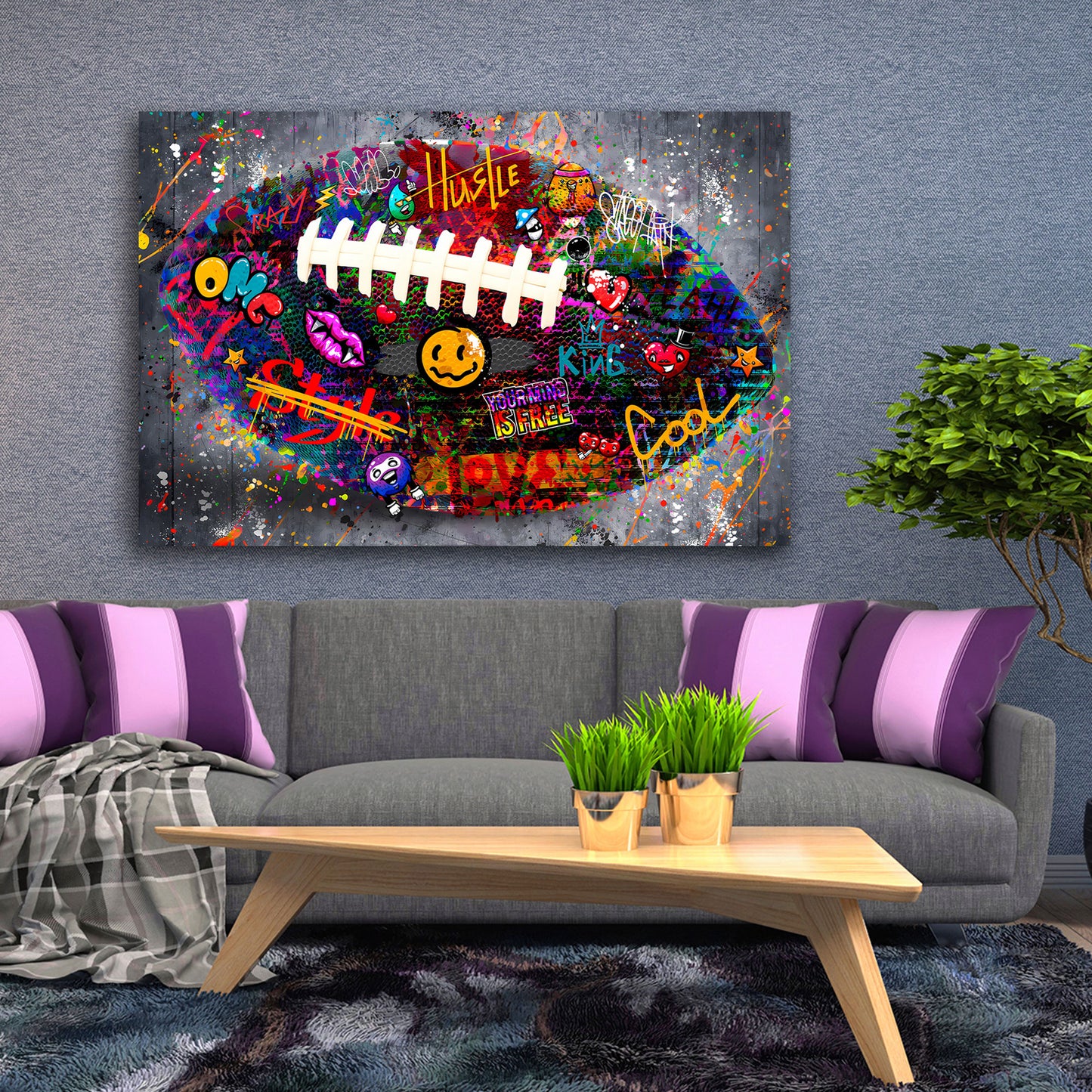 Rugby Graffiti Street Art Wandbild Kunstwerk Football