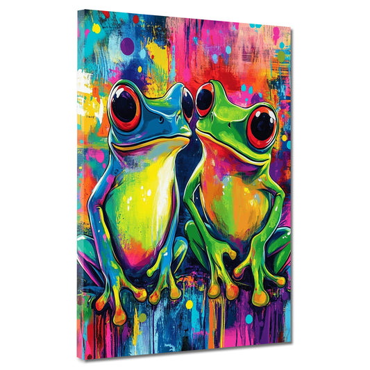 Wandbild Kunstwerk Pop Art Froschpaar knallig modern