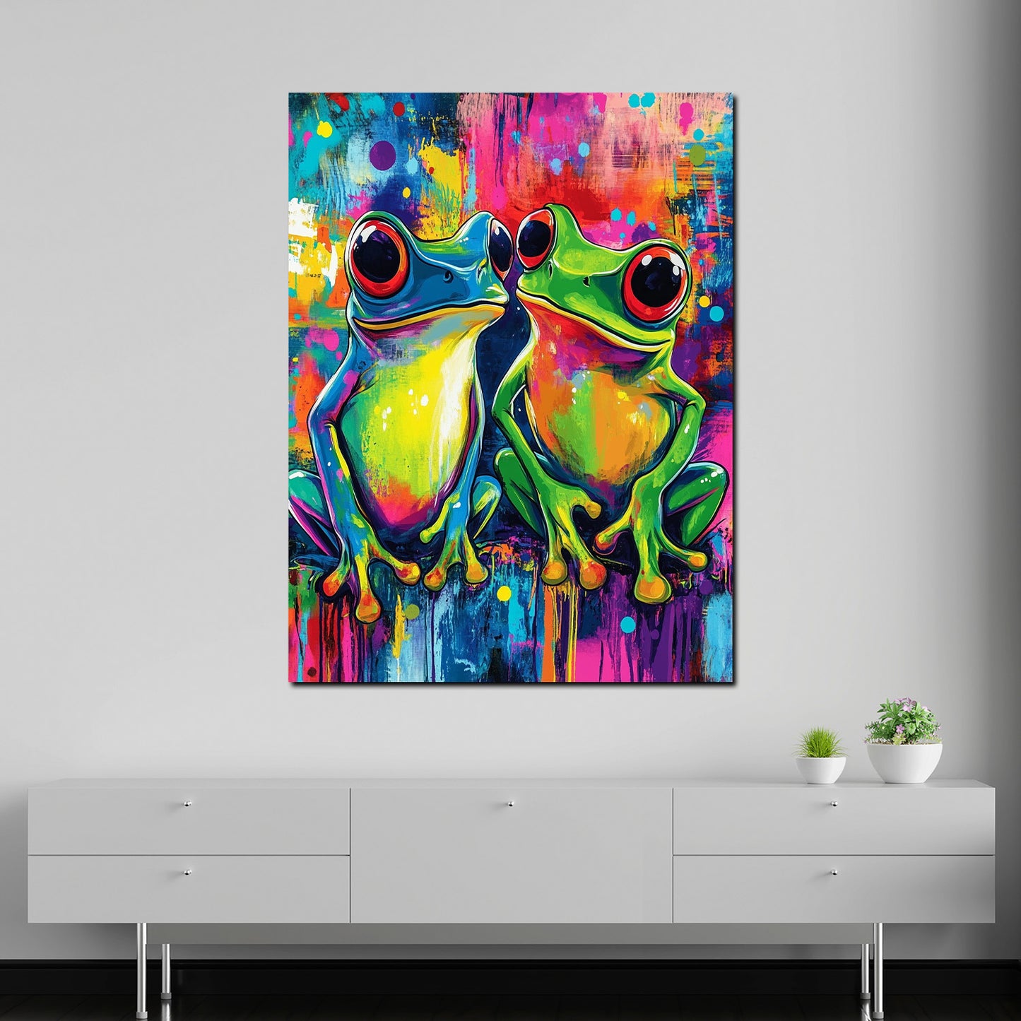 Pop Art Froschpaar knallig modern Wandbild Kunstwerk