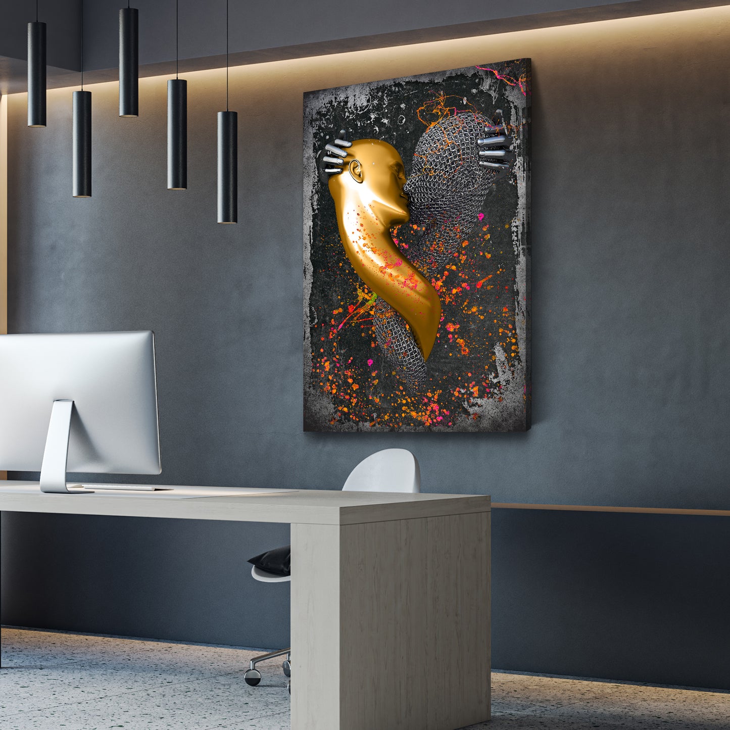 Abstract Love Pop Art Metallic Kunst Körper Colour Style Wandbild Kunstwerk