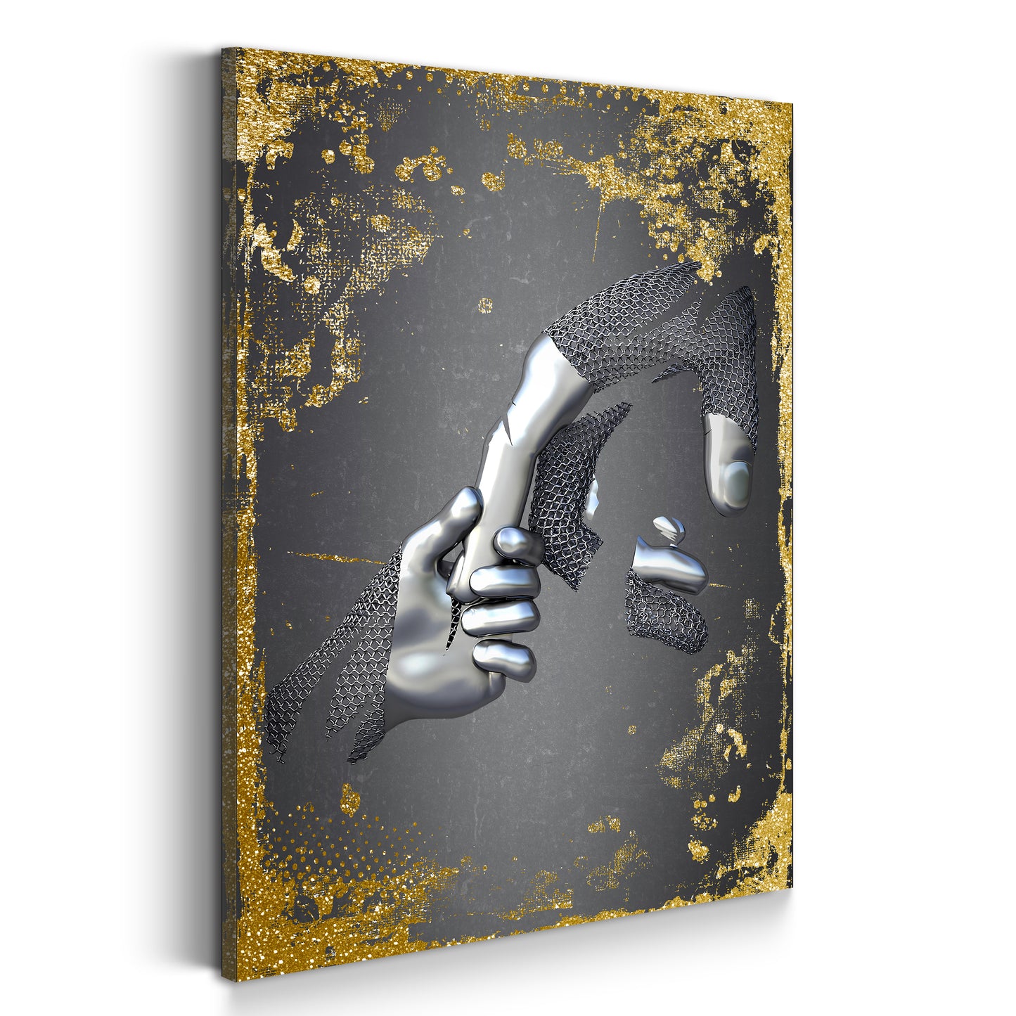 Abstract Metallfigur Hände Metallic Wandkunst Körper Wandbild Kunstwerk