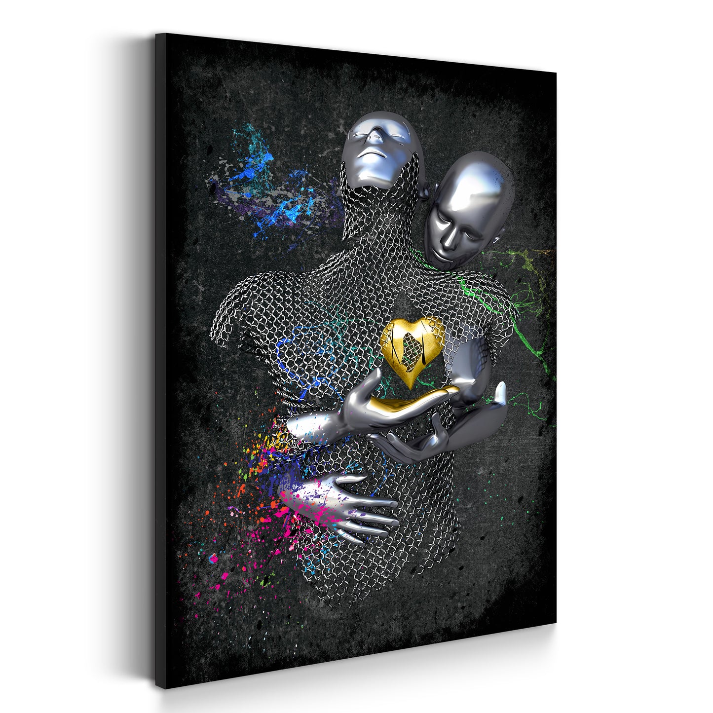 Abstract Metallfiguren Metallic Herz Kunst Körper Colour Style Wandbild Kunstwerk