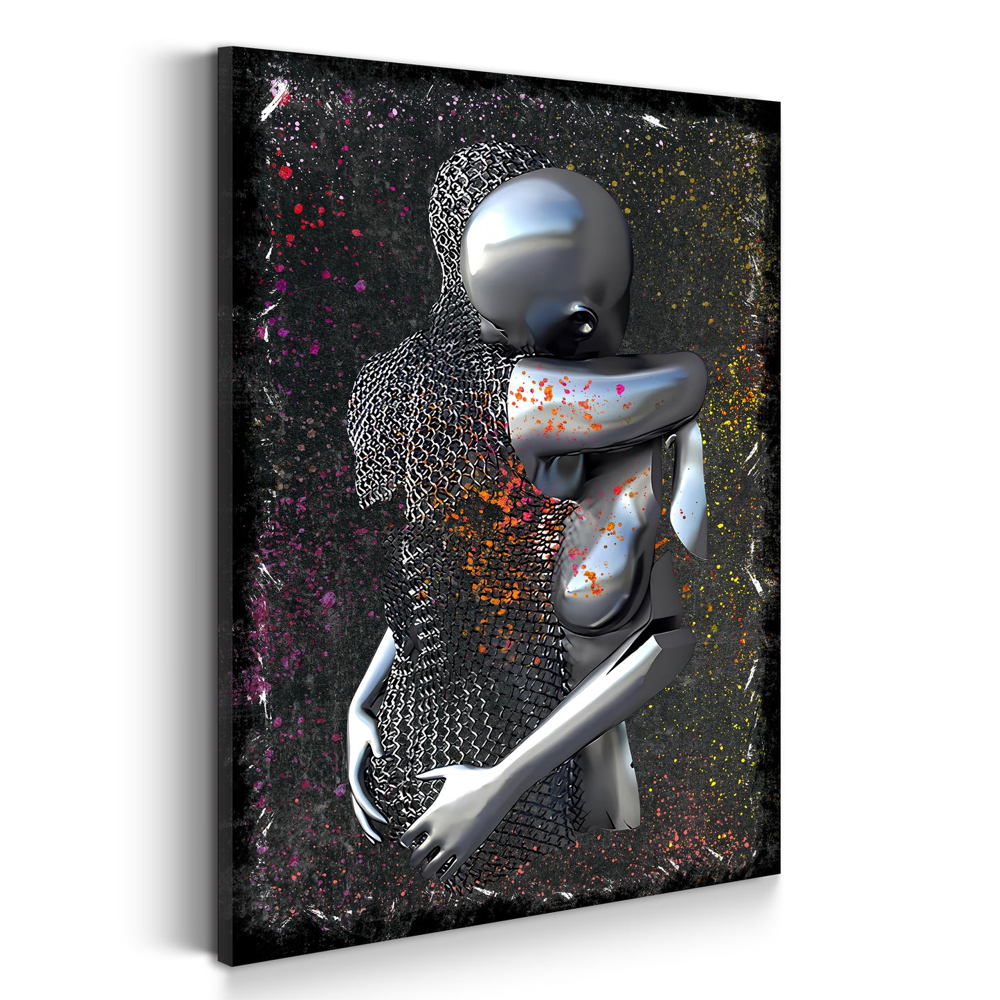 Abstract Metallfiguren Metallic Love Kunst Körper Colour Wandbild Kunstwerk