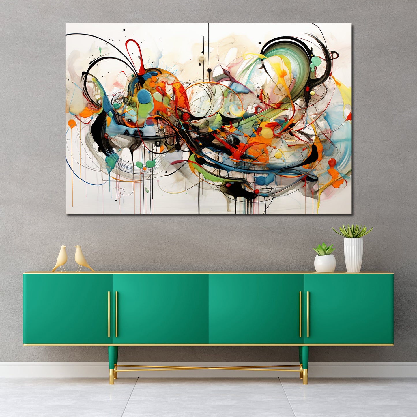 Abstract Lines, bunt mit Farben und Linien Wandbild Kunstwerk