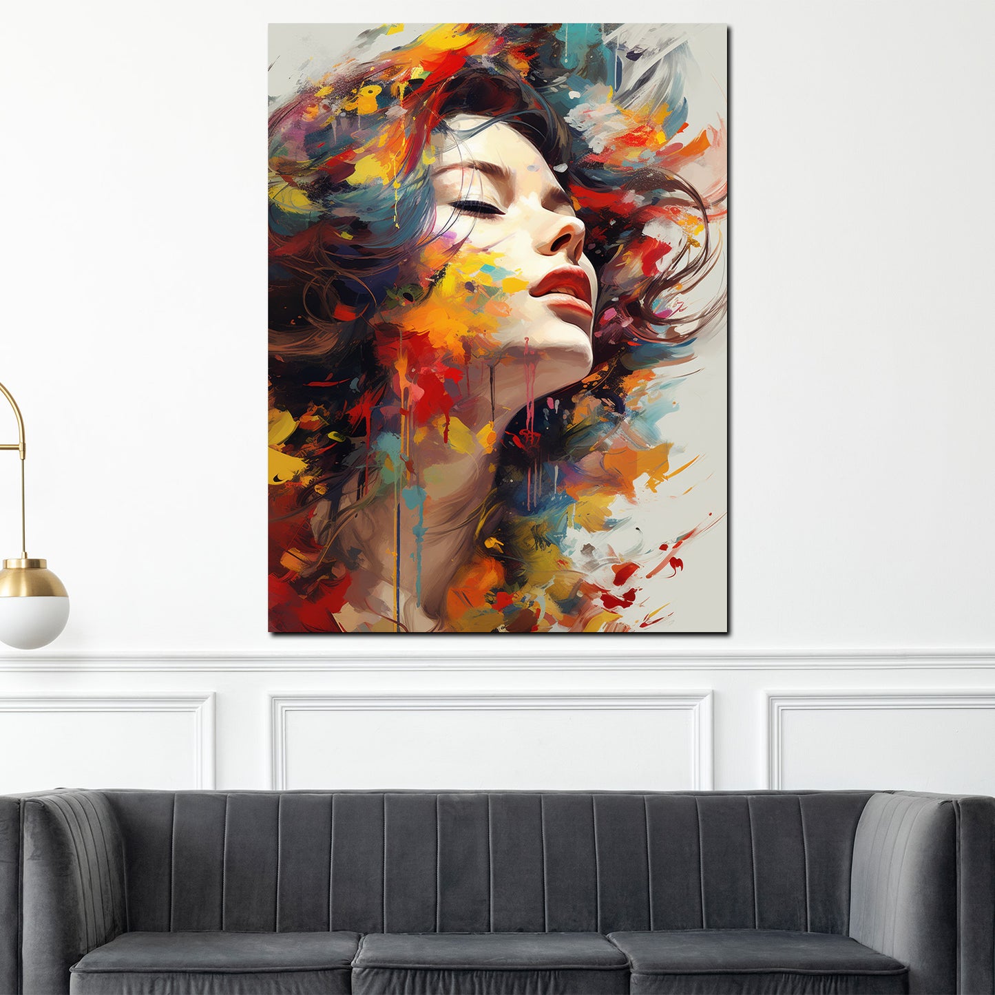 Pop Art Abstrakt Frau im Wind Wandbild Kunstwerk