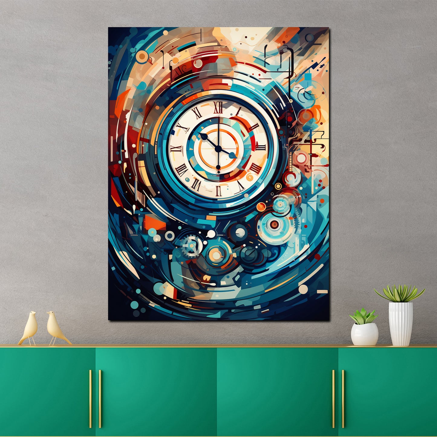 Abstrakt Uhr Painting Style Wandbild Kunstwerk