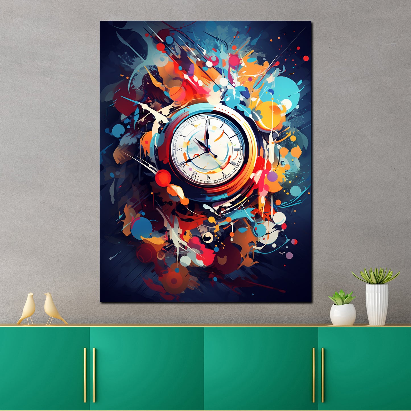 Abstrakt Uhr Pop Art Wandbild Kunstwerk