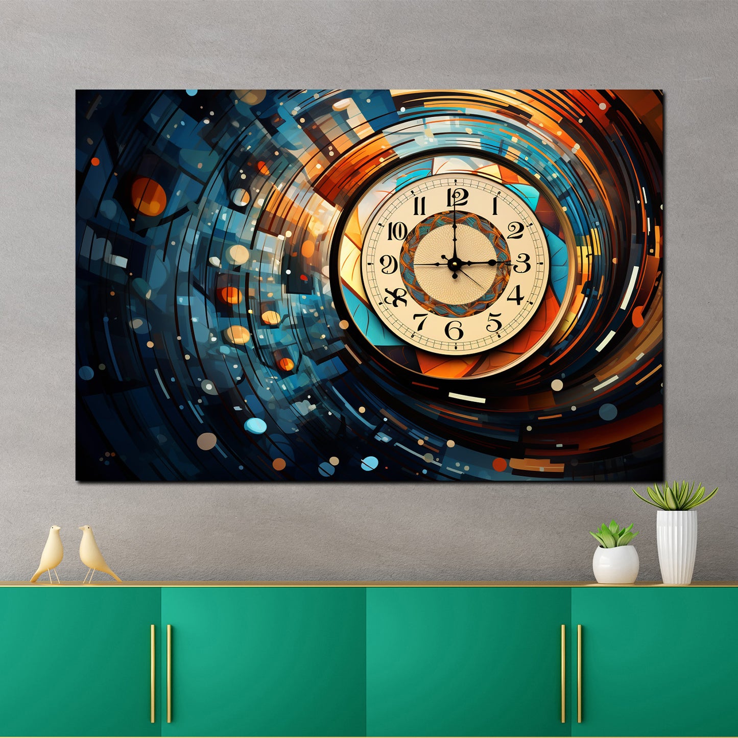 Abstrakt Uhr Zeit dreht sich Wandbild Kunstwerk