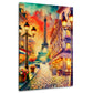 Wandbild Kunstwerk Altstadt Paris Szene mit Eiffelturm und Café