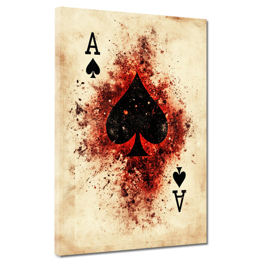Wandbild Kunstwerk Ass Pik Kartenmotiv Farbe Poker Look retro