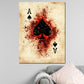 Wandbild Kunstwerk Ass Pik Kartenmotiv Farbe Poker Look retro