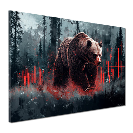 Wandbild Kunstwerk Bär Natur Börsencharts Symbolkraft Finanzen modern