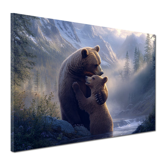 Wandbild Kunstwerk Bärenliebe Zärtlichkeit Wildnis