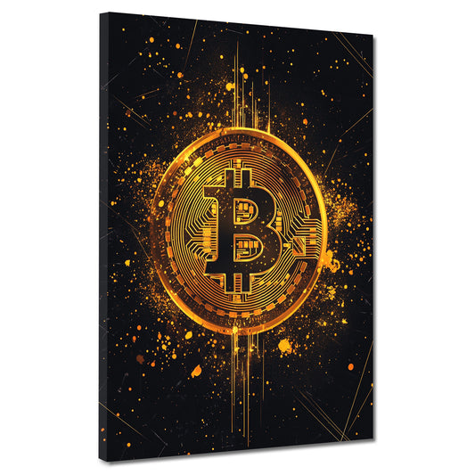 Wandbild Kunstwerk Bitcoin Pop Art Kryptowährung Digital Style Motivation