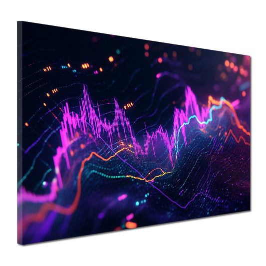 Wandbild Kunstwerk Börse Finanzdaten Blockchain Chartverlauf digital