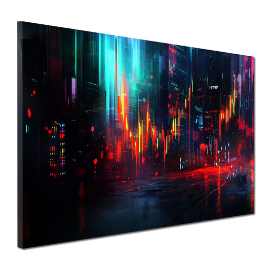 Wandbild Kunstwerk Börse Metropole Datenfluss Wallstreet digital