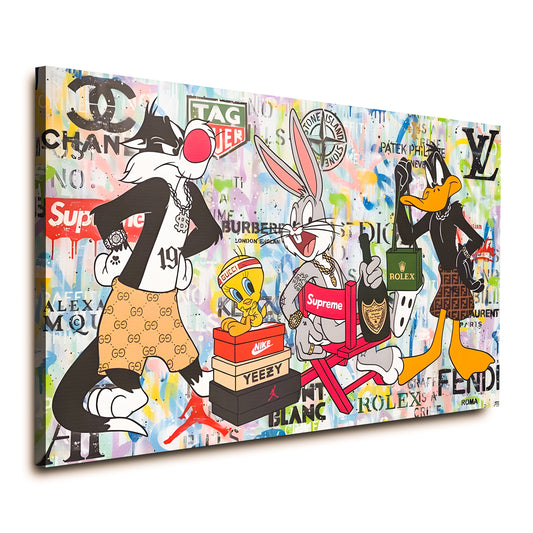 Bunny, Daffy, Tweety Pop Art Comic Wandbild Kunstwerk