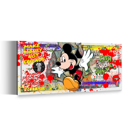 Wandbild Kunstwerk Comic Mickey Style auf Dollarschein Motivation