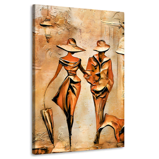Spaziergang Couple In Love, Abstrakt Wandbild Kunstwerk
