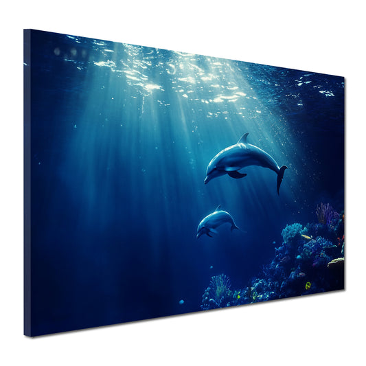 Delfinpaar Unterwasserwelt Meer Wandbild Kunstwerk