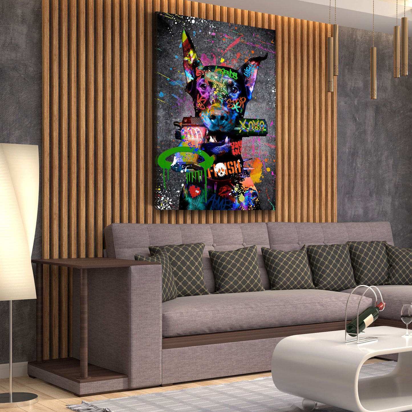 Dobermann Graffiti Street Art Wandbild Kunstwerk