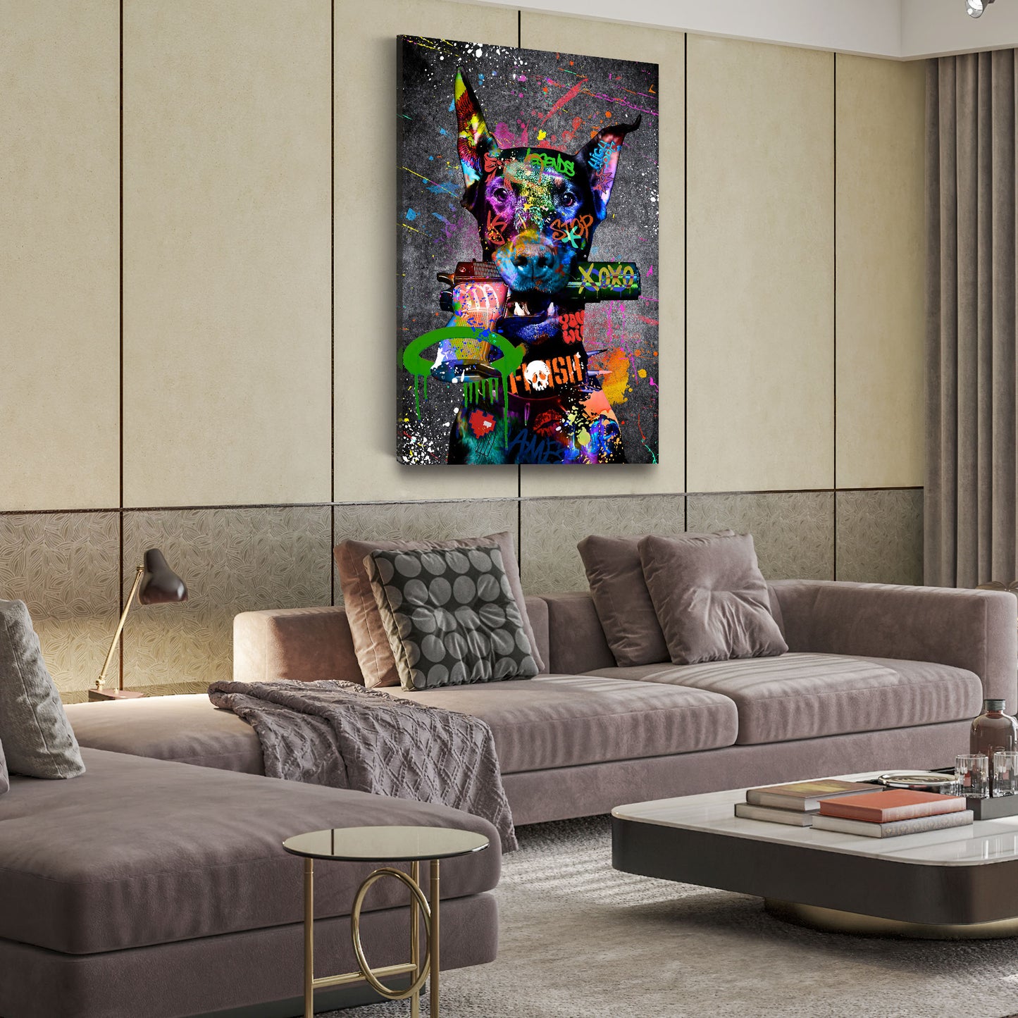 Dobermann Graffiti Street Art Wandbild Kunstwerk