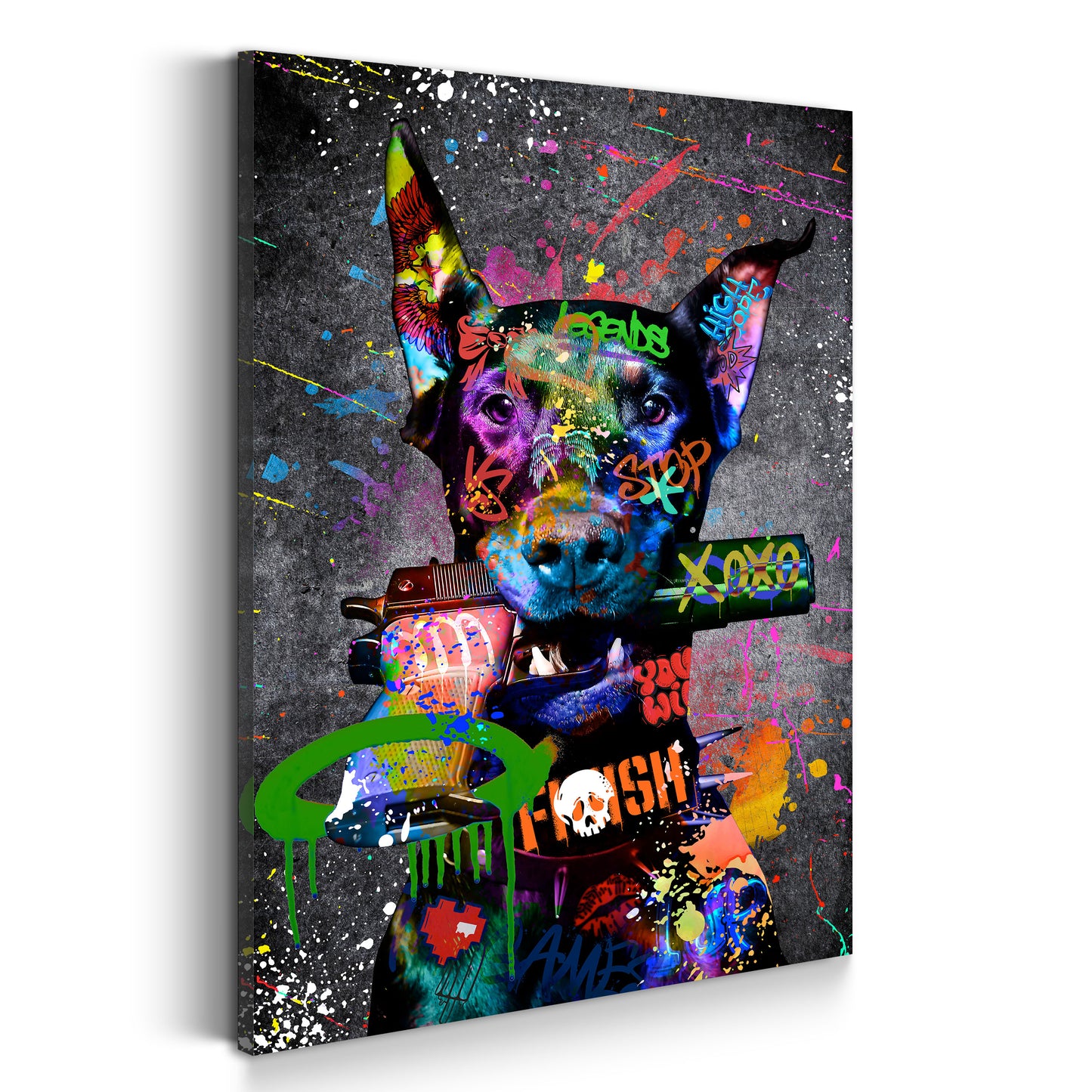 Dobermann Graffiti Street Art Wandbild Kunstwerk