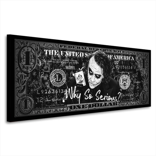 Dollar Joker Film Pop Art, schwarz weiß, Comic Wandbild Kunstwerk