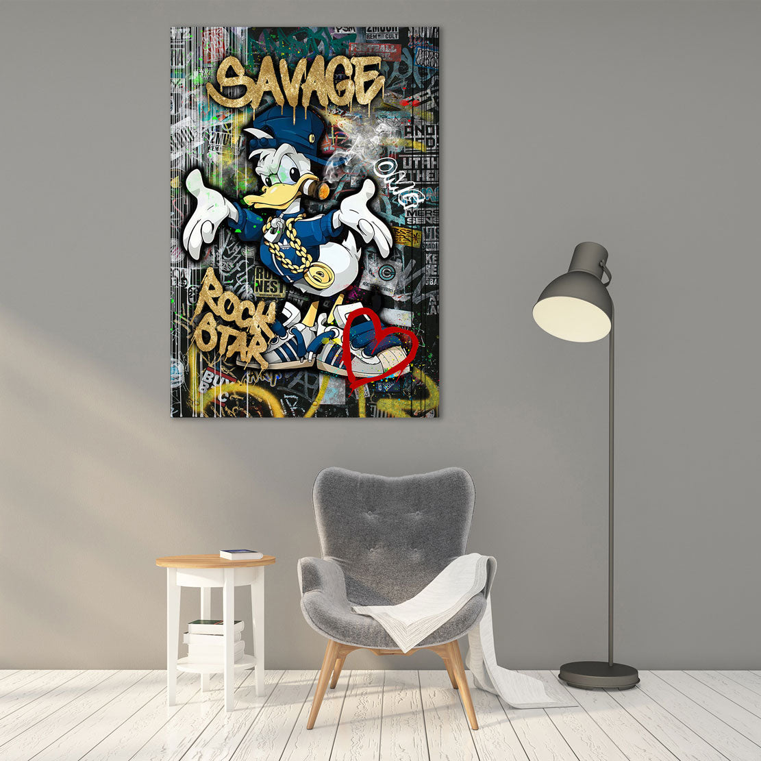 Duck Rockstar Pop Art Style Wandbild Kunstwerk