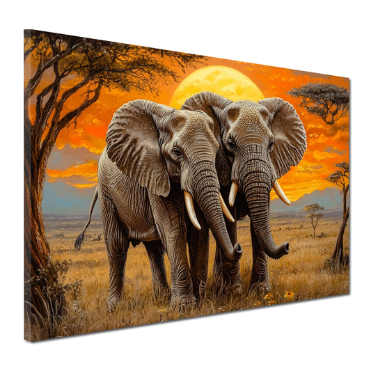 Elefantenpaar Wildnis Landschaft Wandbild Kunstwerk