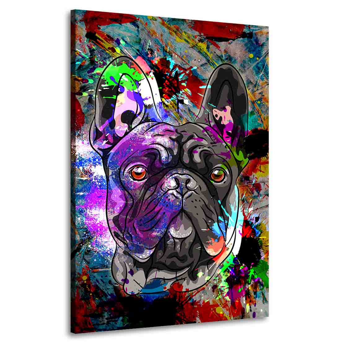 Französische Bulldogge Abstract Colour Tiere, Pop Art Wandbild Kunstwerk