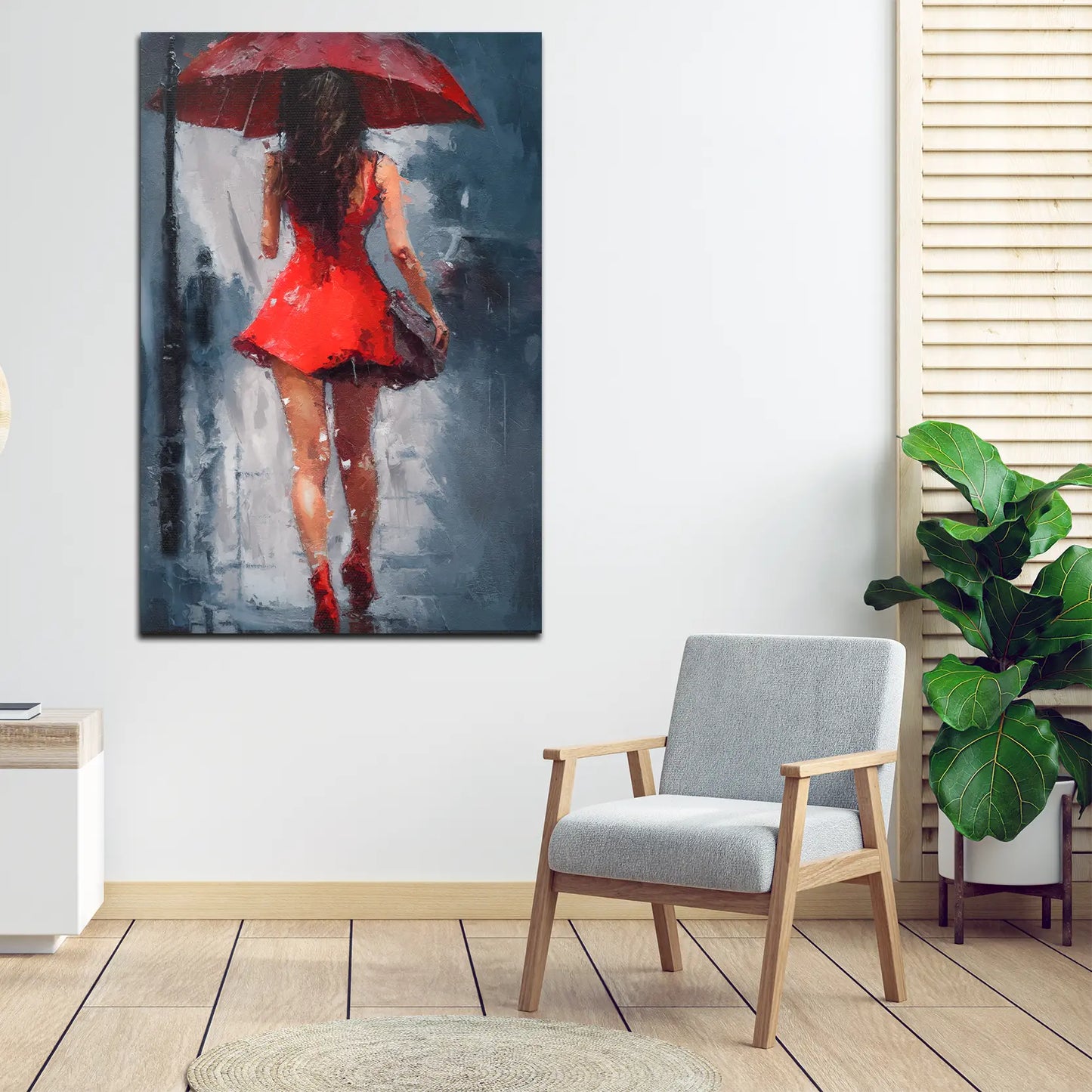 Abstrakt Frau im roten Kleid Wandbild Kunstwerk