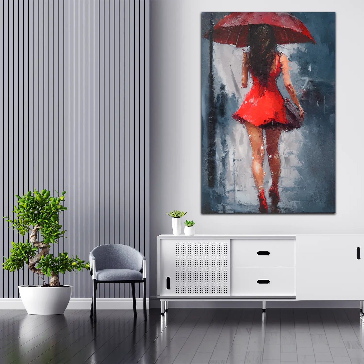 Abstrakt Frau im roten Kleid Wandbild Kunstwerk