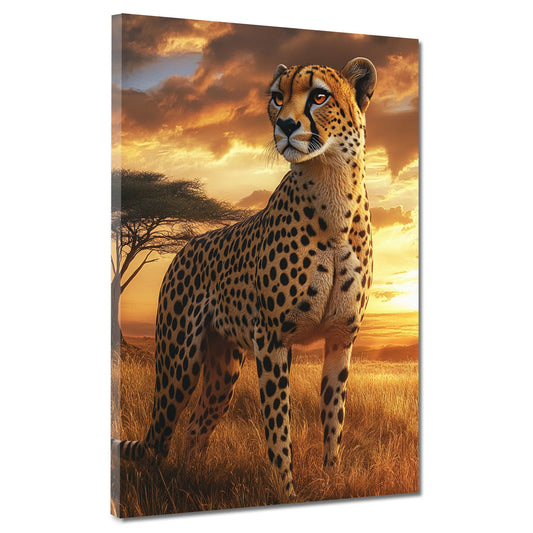 Gepard Anmut Afrika Natur Abendstimmung Wandbild Kunstwerk