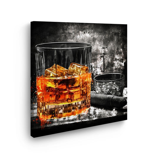 Glas Whiskey Abstract Style Wandbild Kunstwerk