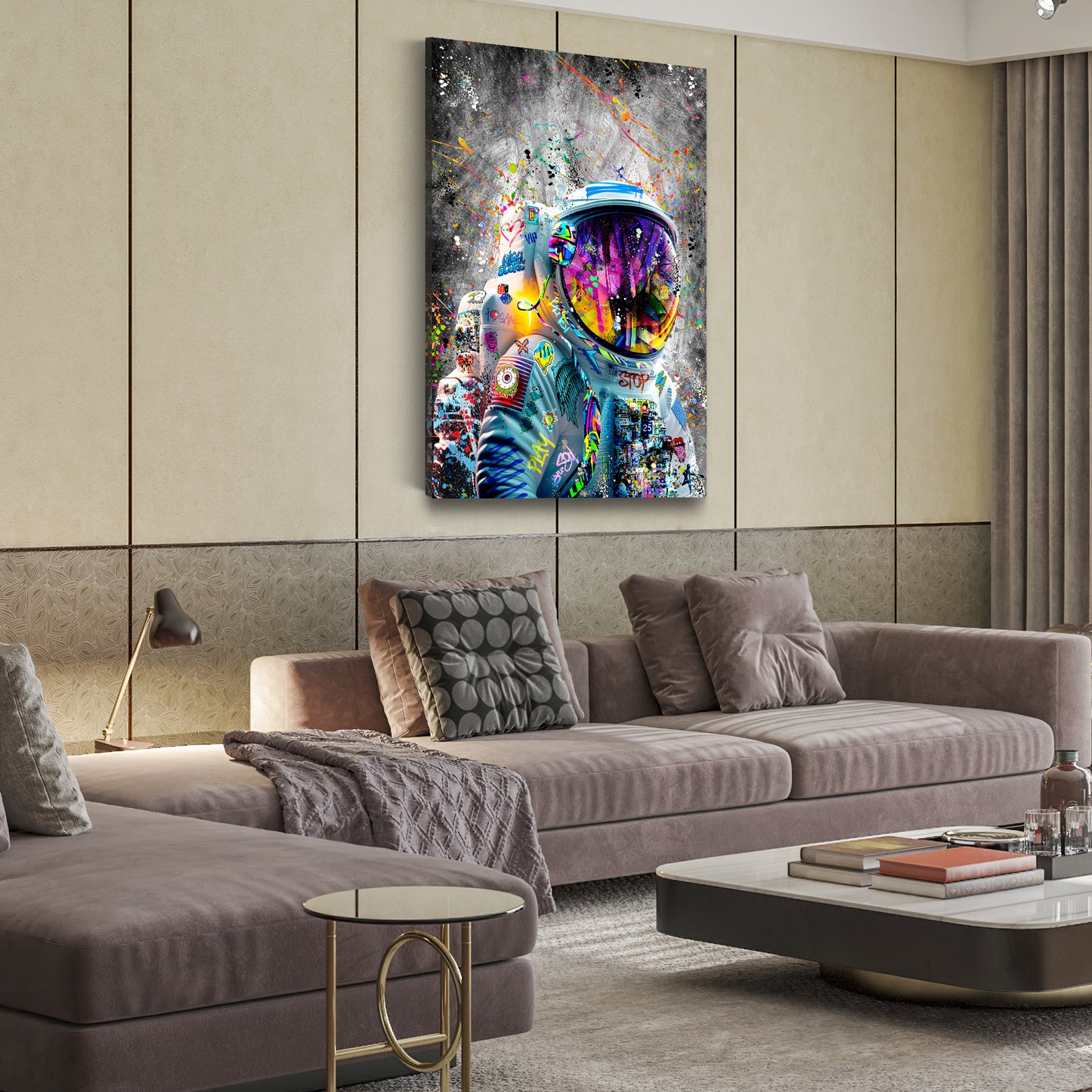 Astronaut Graffiti Street Art Wandbild Kunstwerk