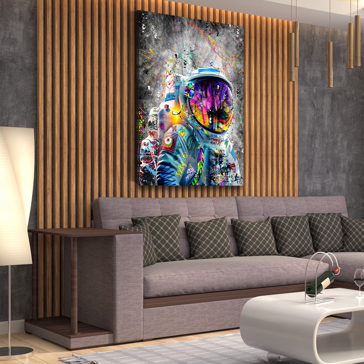 Astronaut Graffiti Street Art Wandbild Kunstwerk