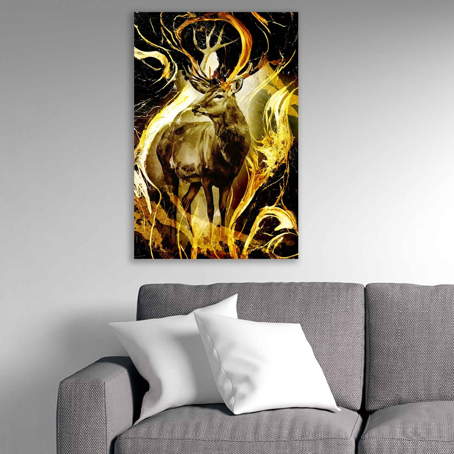Hirsch Gold Style Wandbild Kunstwerk