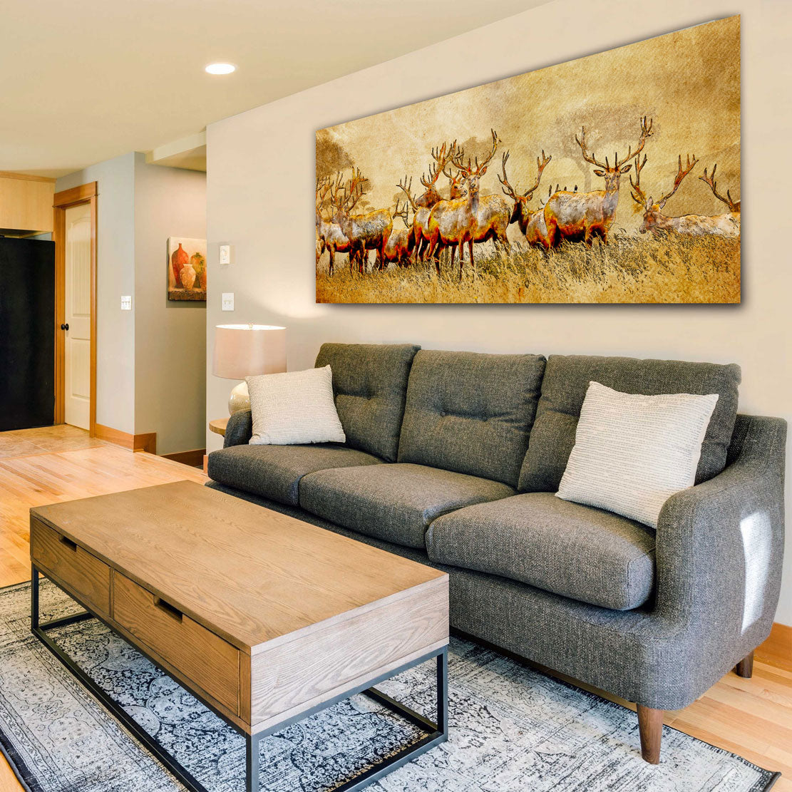 Hirsch Herde Familie Wandbild Kunstwerk
